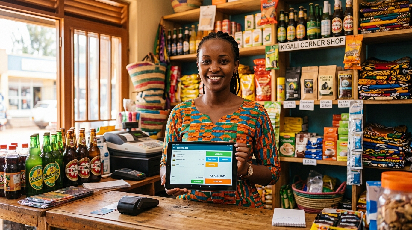 Shop owner using RetailOne on a tablet